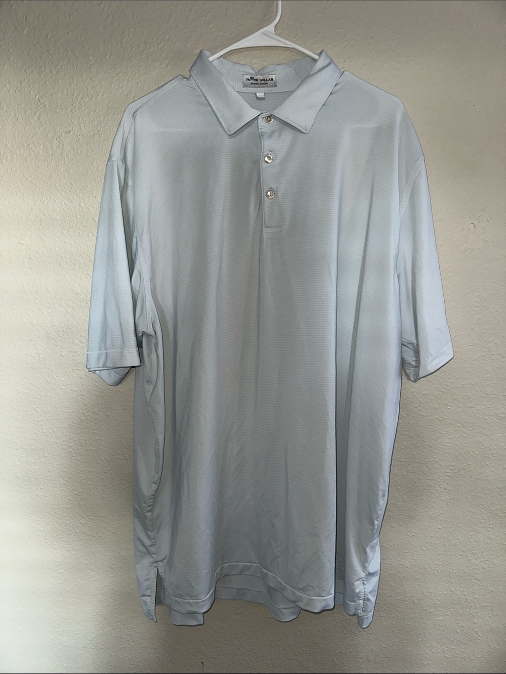 Peter Millar Pale Blue and white striped summer comfort Short-Sleeve Polo XXL